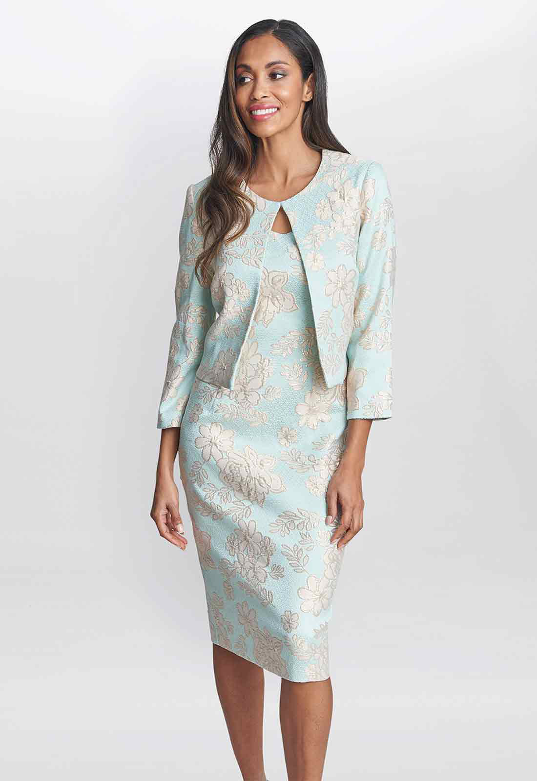 Gina Bacconi Aqua Lily Dress and Jacket-What to Wear to a Wedding